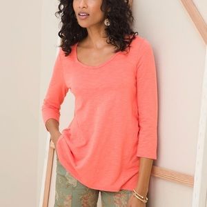Womens Cotton-Blend Slub High-Low Tee Nectarine | Chico’s Tops